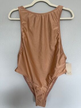 Ris-K Swim Rose Gold High Cut One Piece Swimsuit Medium NWT